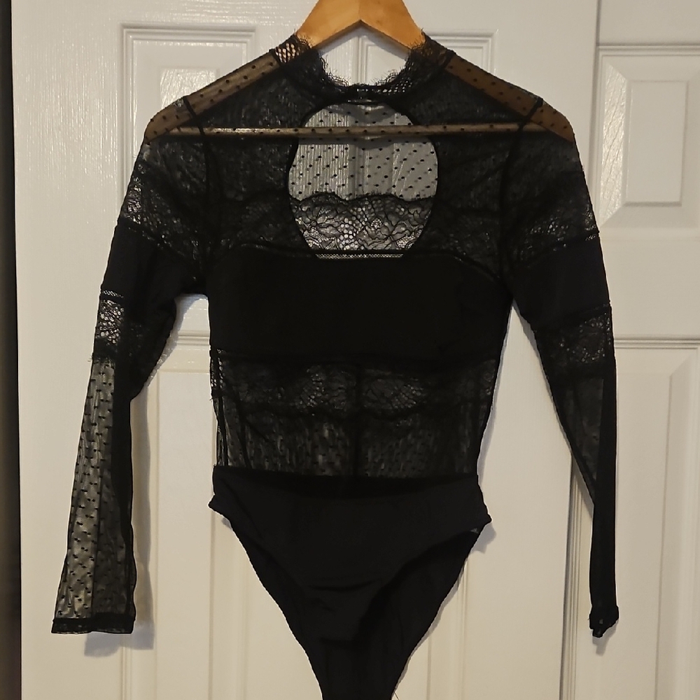 Thistle and Spire Black Lace Bodysuit